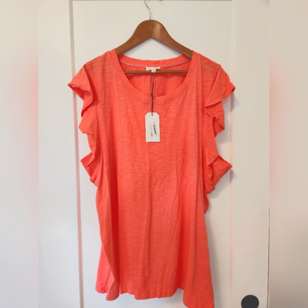 NWT - Cotton Bleu 1X Coral Pink Tee